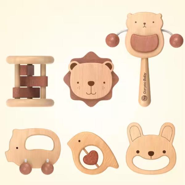 Montessori Beech Eco Friendly Intellectual Hearing Toy Baby Cartoon Early Educational Toy