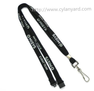 Safety breakaway neck strap lanyard with metal J hook, cheap tube polyester logo lanyards,
