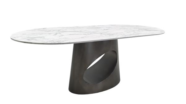 Italian Modern Luxury Sintered Stone Marble Metal Base Kitchen Dining Table Chair Set for Hotel Apartment Villa