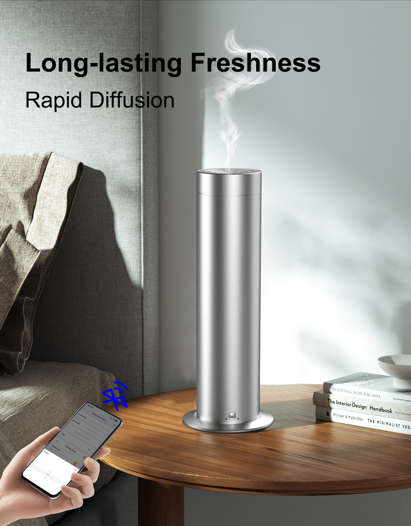 Desktop Aroma Diffuser Machine with 360° Without Oil Leakage Bluetooth Control and Aluminum Alloy Material