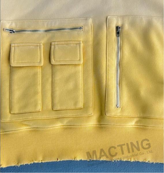 Vêtements de rue personnalisés surdimensionnés lourds 500gm 100% coton lavage à l'acide solaire décoloré fermeture éclair Hoodie Hommes avec poches fermeture éclair