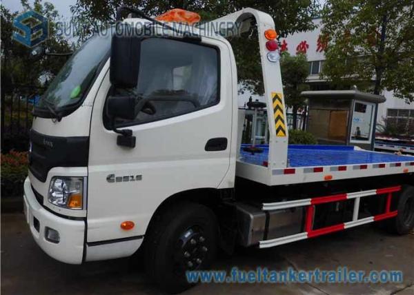 White Single Cab Foton Auman 5T Truck Blue Platform Car Carrier LHD