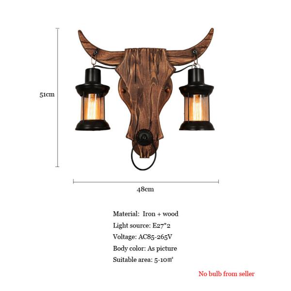Industrial Loft design creative cafe restaurant bar bedside iron wooden led wall lamp （WH-VR-21）