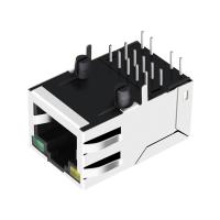0875-1D1T-P2 Rj45 gauche que simple a intégré la base-T du connecteur 10/100 jaune/vert a mené