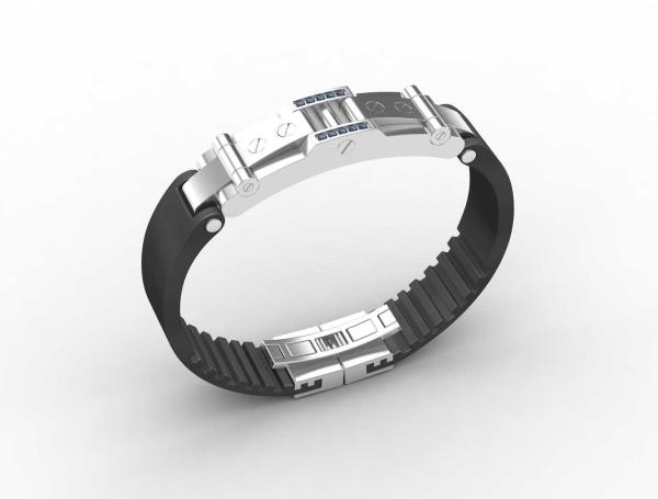 Top Quality Europe Fashion Stainless Steel Genuine Leather Silicone Bangle Bracelet ADB5