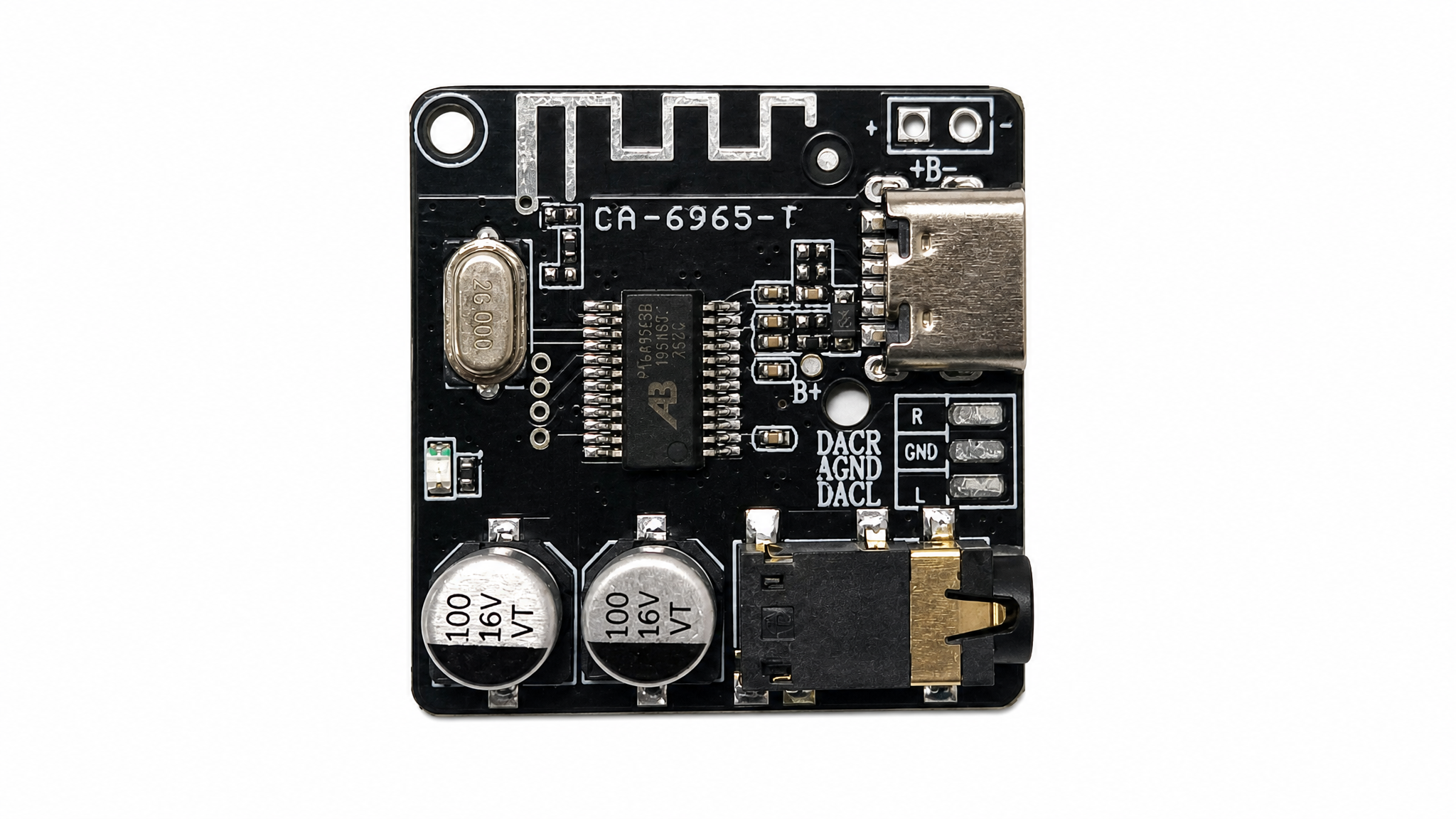 CA-6965 Bluetooth Audio Module with Type-C 5V Power Supply 90db SNR and Bluetooth 4.1/5.0 MP3 Decoder Board