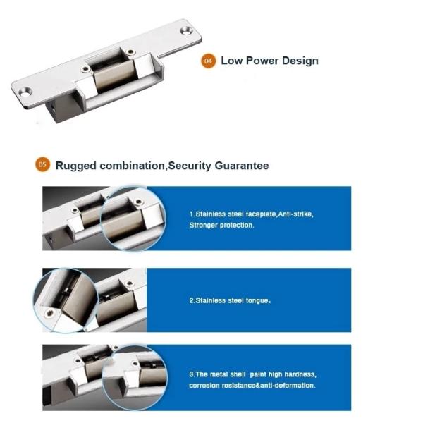 Stainless Steel 500KG 12VDC Electric Strike Lock For Door