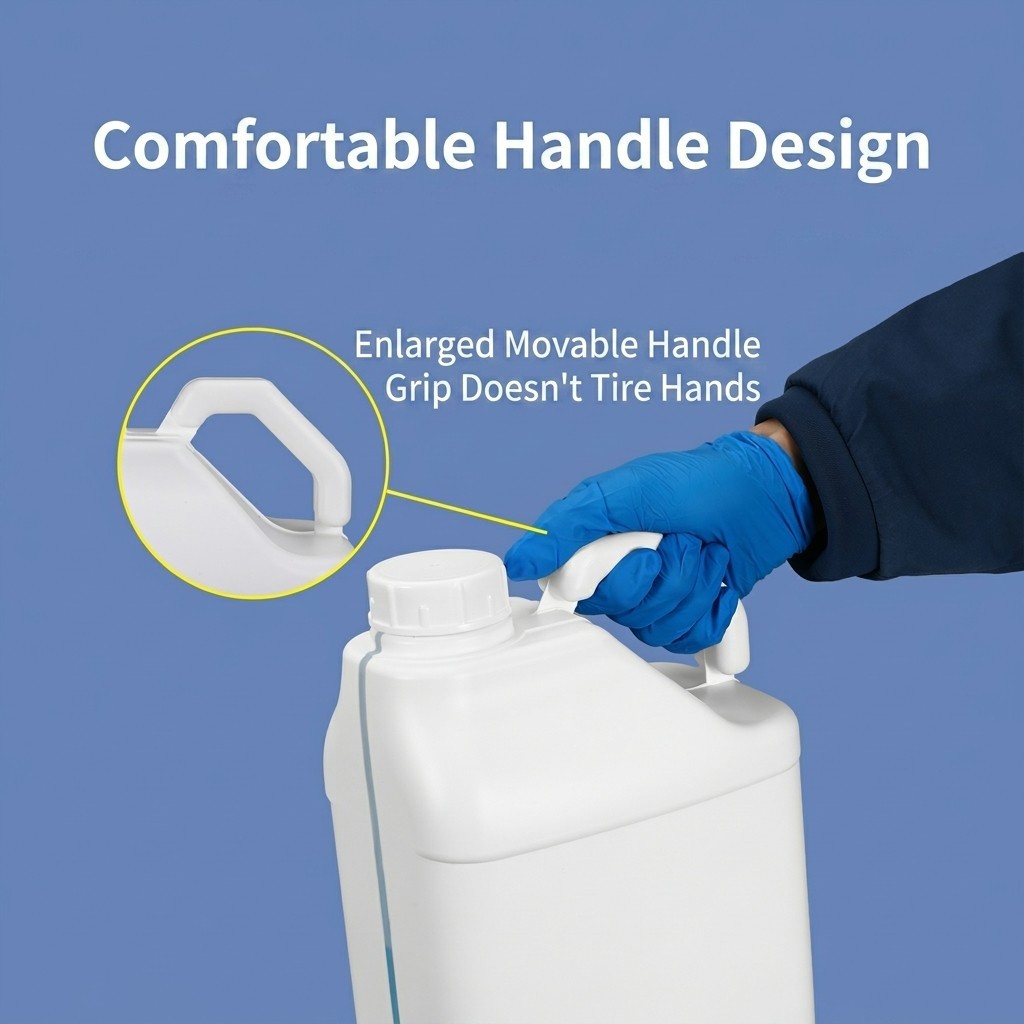 5 Liter Plastic Square Jerry Can HDPE Packaging Container with Aluminum Foil Liner ,Enlarged Handle, Visible Level Line and Spiral Cap for Coatings and Solvents