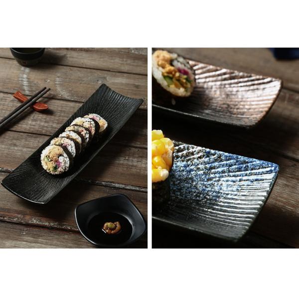 Rectangle Slender Black Porcelain Dinner Plates Thick Glaze 29.5cm Length