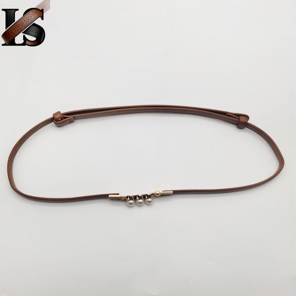 1CM Customizable Alloy Pearl Buckle Adjustable Women'S Slim Waist Belt Raised Belts