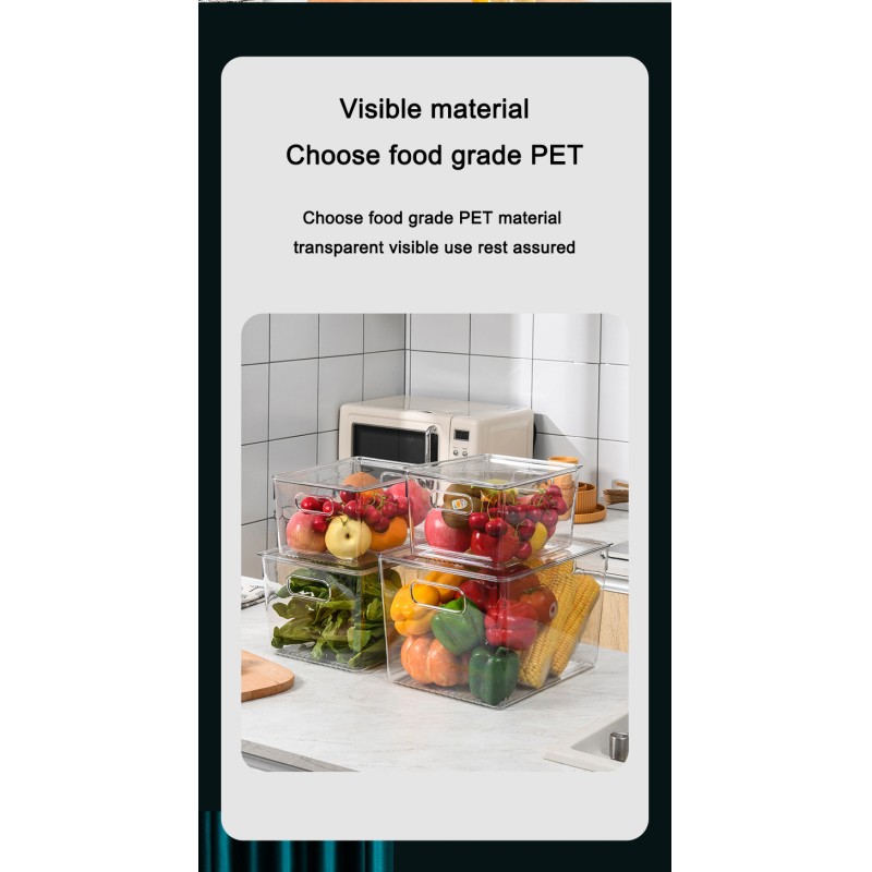 Durable Shatterproof Acrylic Fruit and Veggie Bin Jumbo Clear Storage Container for Refrigerator Countertop Pantry Organization