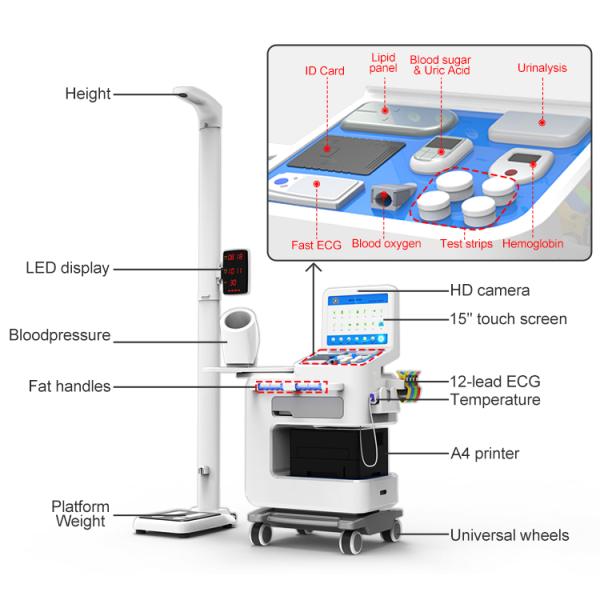 Medical Health Screening Kiosk for Hospitals Customizable White Body Analyse Machine