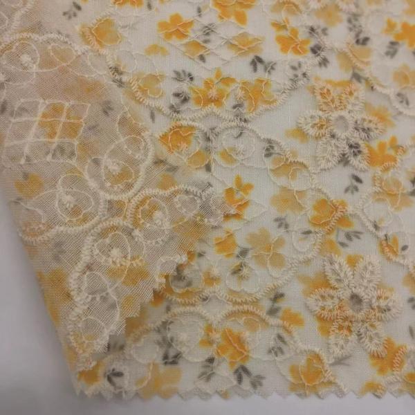 Printed Cotton Embroidery Fabric Textile Various Yarn Count Eco Friendly M04-LK011