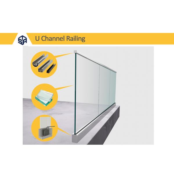 Floor Mount Frameless Glass Balustrade System Stainless Steel 304 / 316