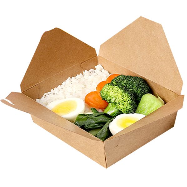Customized Kraft Paper Lunch Box Food Grade Takeaway Square Bowl