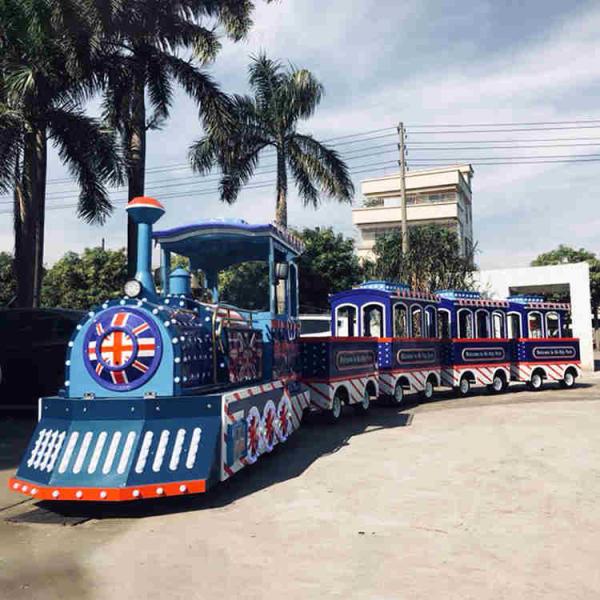 British Style Trackless Tourist Train Rides / Theme Park Train Ride