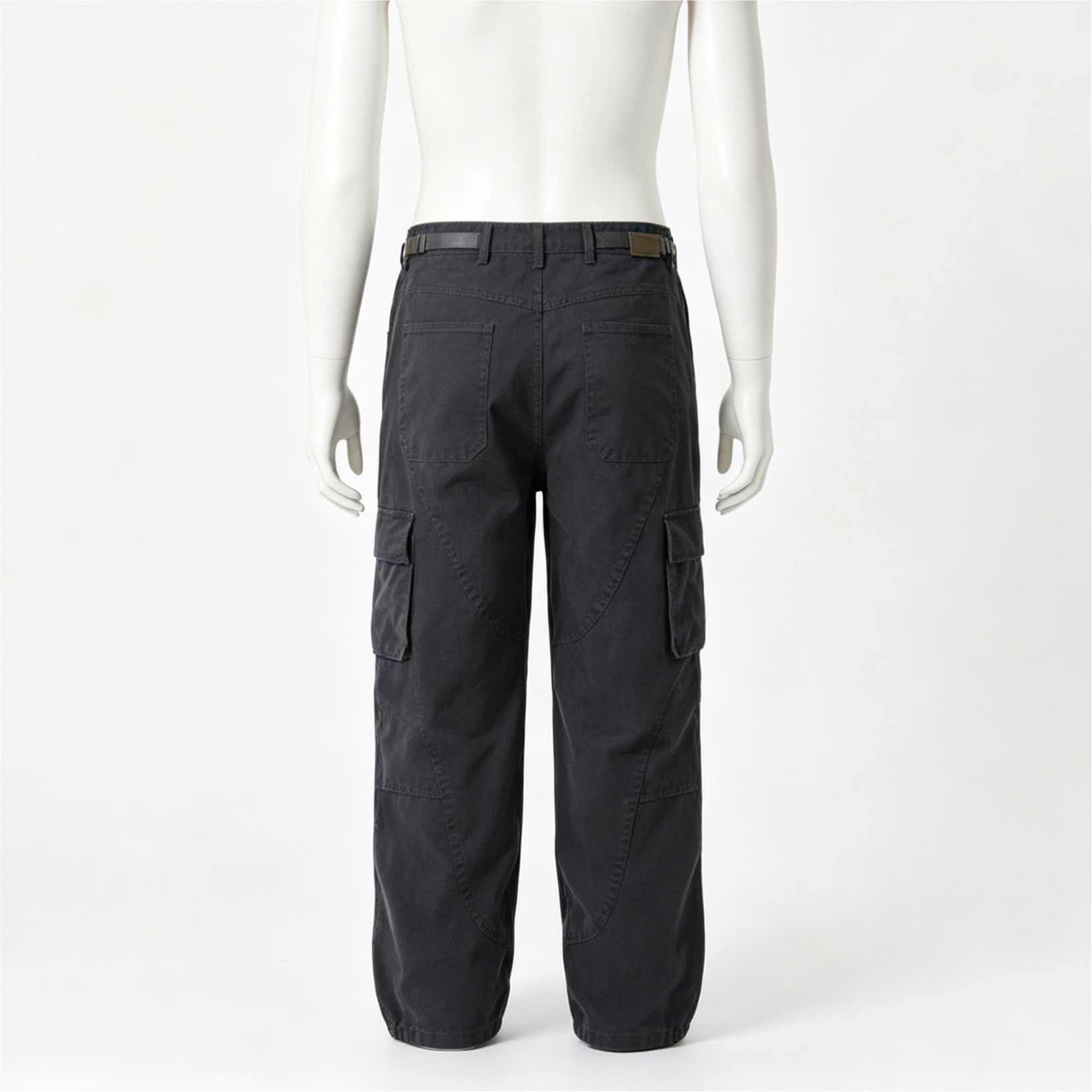 Mid Rise Men's Jeans Washed Multi Pocket Cargo Pants Cotton