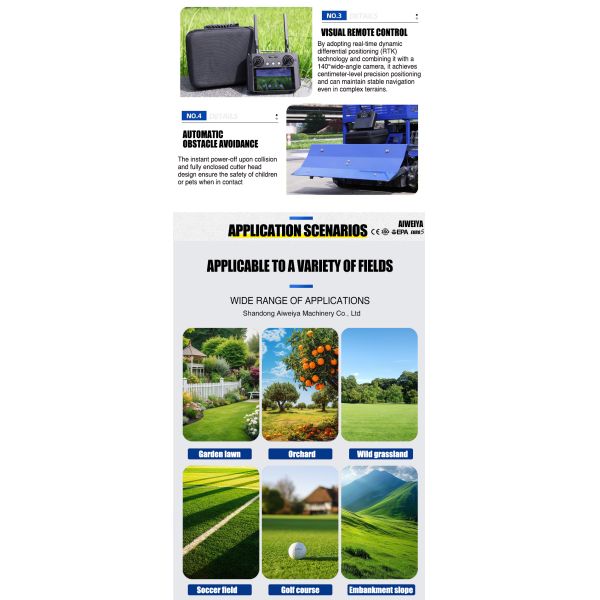 AWY-550 GPS AIWEIYA Industrial DIY Self Propelled Cordless Riding Rotary Lawn Mower 4-Stroke Gasoline Engine 224cc Flail Cutting