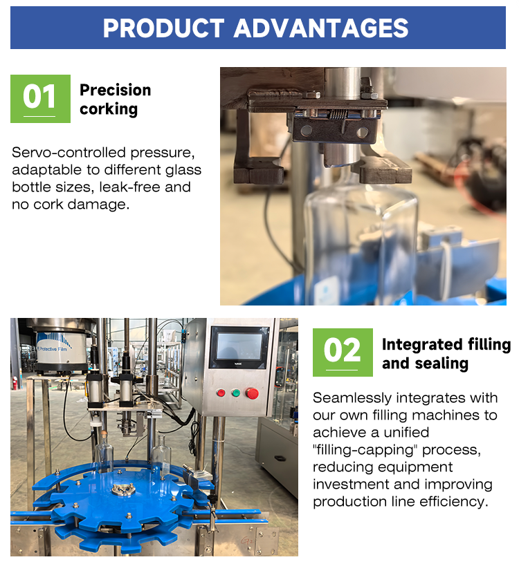 High Precision Wine & Whisky Glass Bottle Push T-Type Stopper Sealer Automatic T-Cork Capping Machine