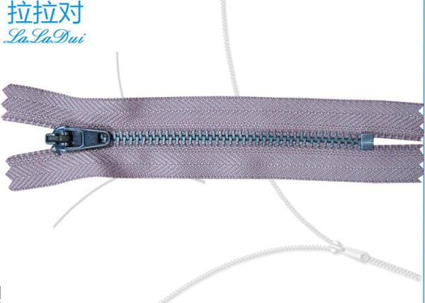 Closed Ended Metal Zips 4# For Trousers , Black Nickel Teeth 27 Inch Metal Jacket Zipper