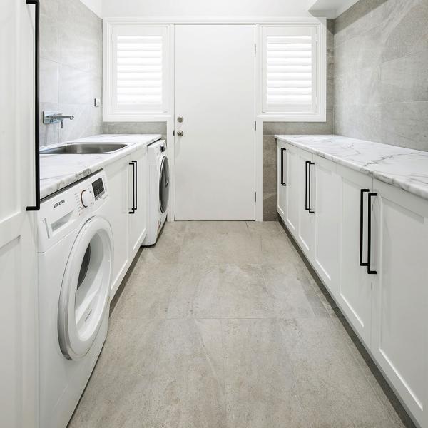 Bathroom White Shaker Laundry Storage Cabinet Furniture Modern Creamy