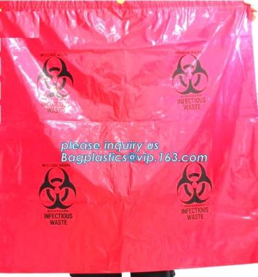 Biohazard Waste Disposal Bags Drawstring, Gallon Capacity, Medical Garbage Bags, High- Temperature Resistant