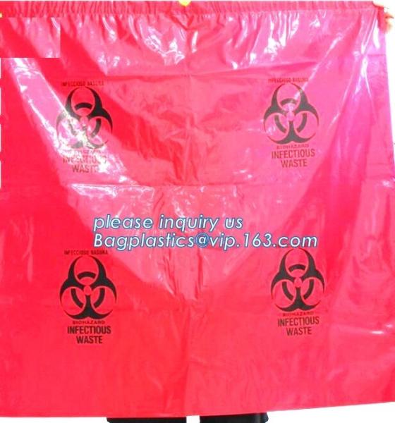 Biohazard Waste Disposal Bags Drawstring, Gallon Capacity, Medical Garbage Bags, High- Temperature Resistant