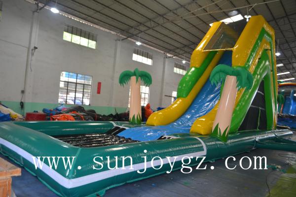 Jungle Inflatable Water Slide  On Land Aqua Water Park Kids Amusement Park