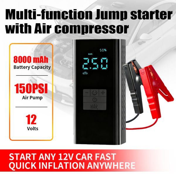 6000mAh 8000mAh Battery Jump Starter Air Compressor Car Battery Charger Jump Starter Pack