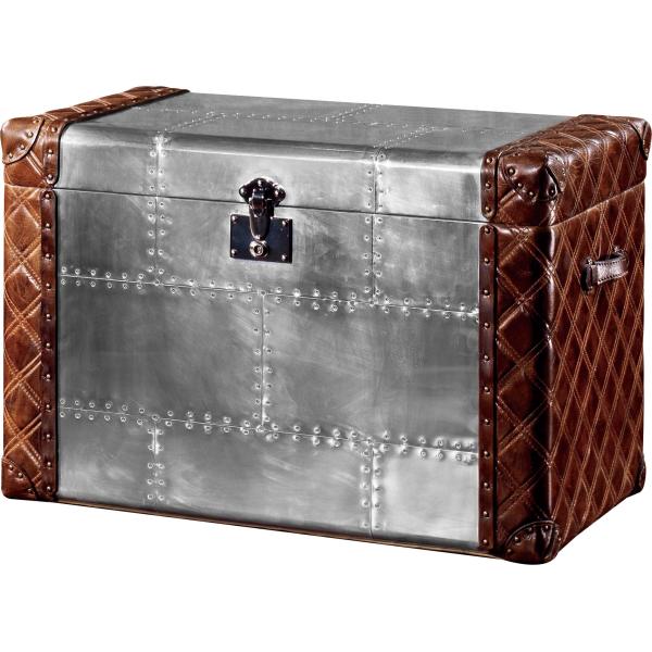 Retro Vintage Leather Storage Trunk Aluminium Sheet Lifted Cover Full Hand Craft
