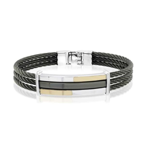 Brazaletes de acero inoxidable para hombres con cuentas Brazalete de cuero trenzado de lujo de múltiples capas