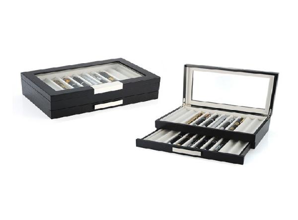 Luxury Pen Gift Box , Wooden Pen Box Display With Velvet Lining Material