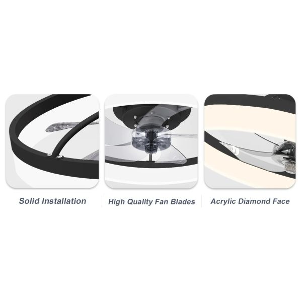 Bedroom Decor Ventilator Lamp Air Invisible Blades Retractable Smart Ceiling Fan with Lights(WH-CLL-70)