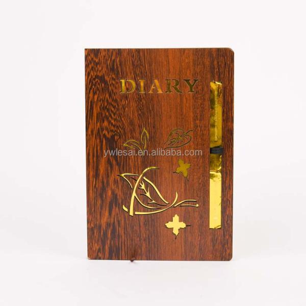 A5 Size Notepad Custom Printed Luxury Bamboo Wood Cover Notebook for Business Gift