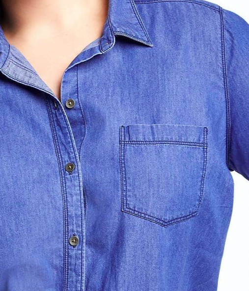 Women Classic Soft Cotton Chambray XXXXL Plus Size Blouse