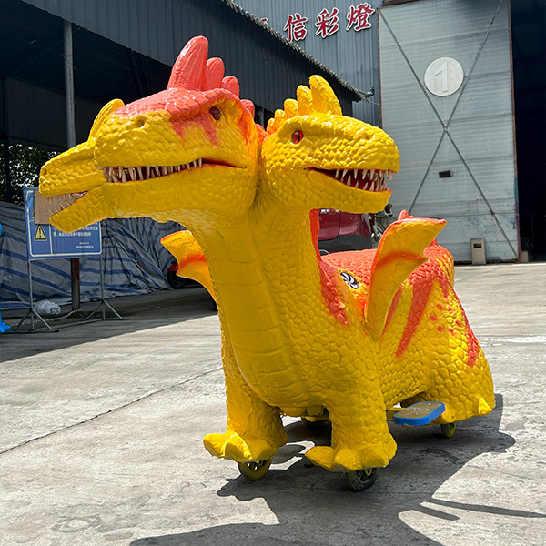 Playground Three Head Kids Attractive Electric Walking Dinosaur Ride 6 To 8 Hours Running Time