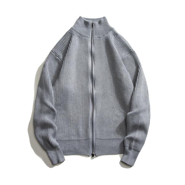 Zipper Cardigan Men's Turtleneck Knitted Sweater with 100% Polyester in Spring Season