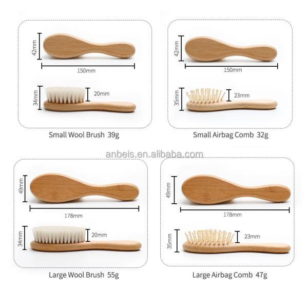 Customized Wood Baby Brush Set With Soft Bristles Natural Goat Hair 4Pcs