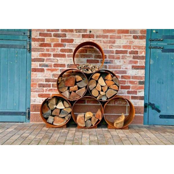 Outdoor Modular Metal Circular Firewood Storage Corten Steel Log Store