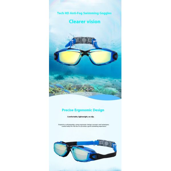 Swimming goggles, providing all-round protection, suitable for both men and women, available for adults and children. They are comfortable and easy to adjust
