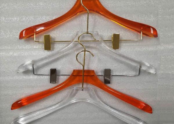 Colorful / Clear Plastic Hangers , Clothing Store Trouser Coat Hangers Non Slip