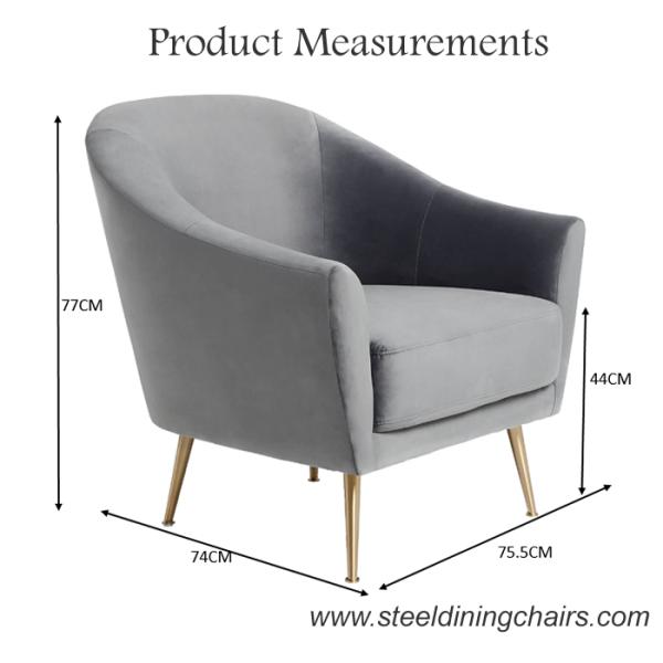 Green Velvet Upholstered Leisure Stainless Steel Leg 1 Seater Sofa