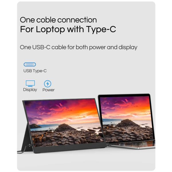 Патентованный дизайн Slim Bezel 15,6 дюйма 4k Тип C внешний сенсорный монитор Dual Portatil Gaming
