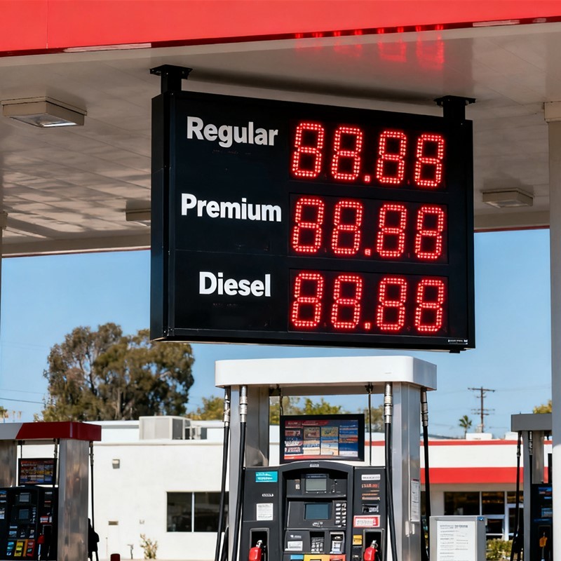 Outdoor Gas Price LED Sign 300mm Height Red Digits LED Sign For Gas Station