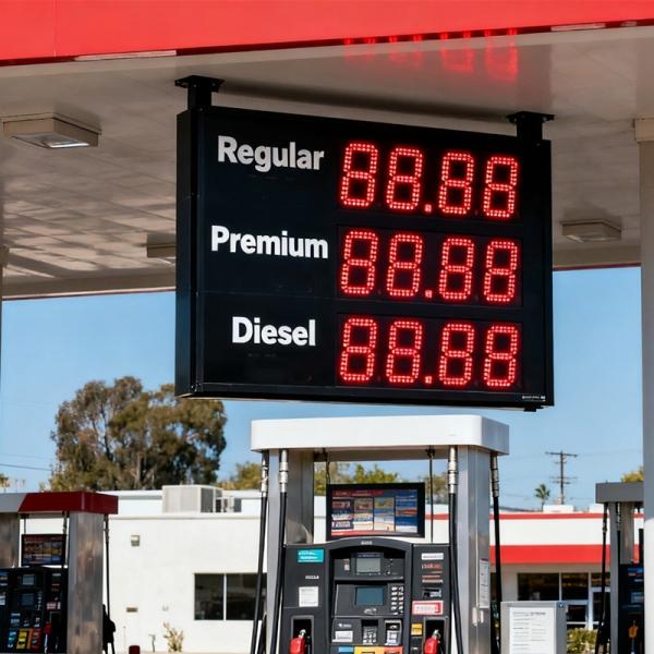 Outdoor Gas Price LED Sign 300mm Height Red Digits LED Sign For Gas Station