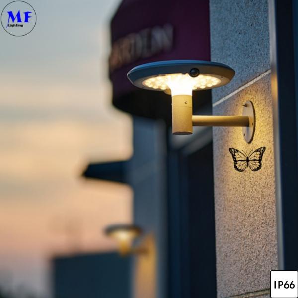 Luz solar de jardim LED exterior IP66 resistente à água Pilar solar de parede de jardim Luz de rua Iluminação rodoviária com sensor
