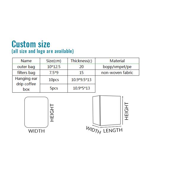 Non Ketene Kraft Drip Coffee Filter Bags Good Shrinkage