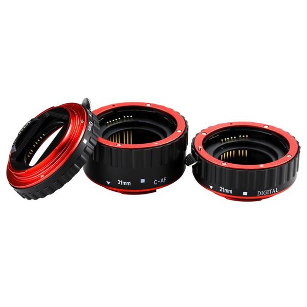 Red Metal Auto Focus Macro Extension Tube Set For Canon SLR Cameras CANON EF EF-S Lens