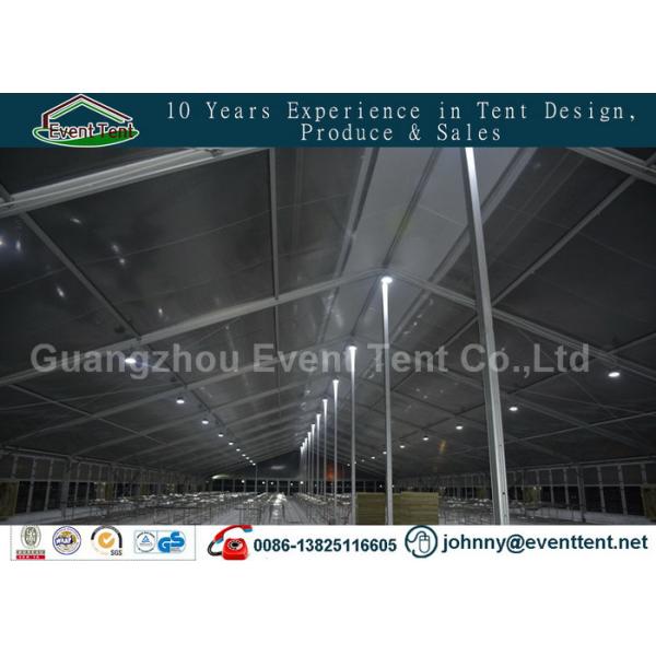 double roof transparent outdoor warehouse tent with glass wall, steel door