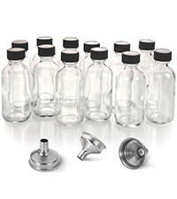 Small Clear Glass Bottles With Lids Boston Sample Bottles for Potion, Juice, Wellness, Ginger Shots, Whiskey, Liquids